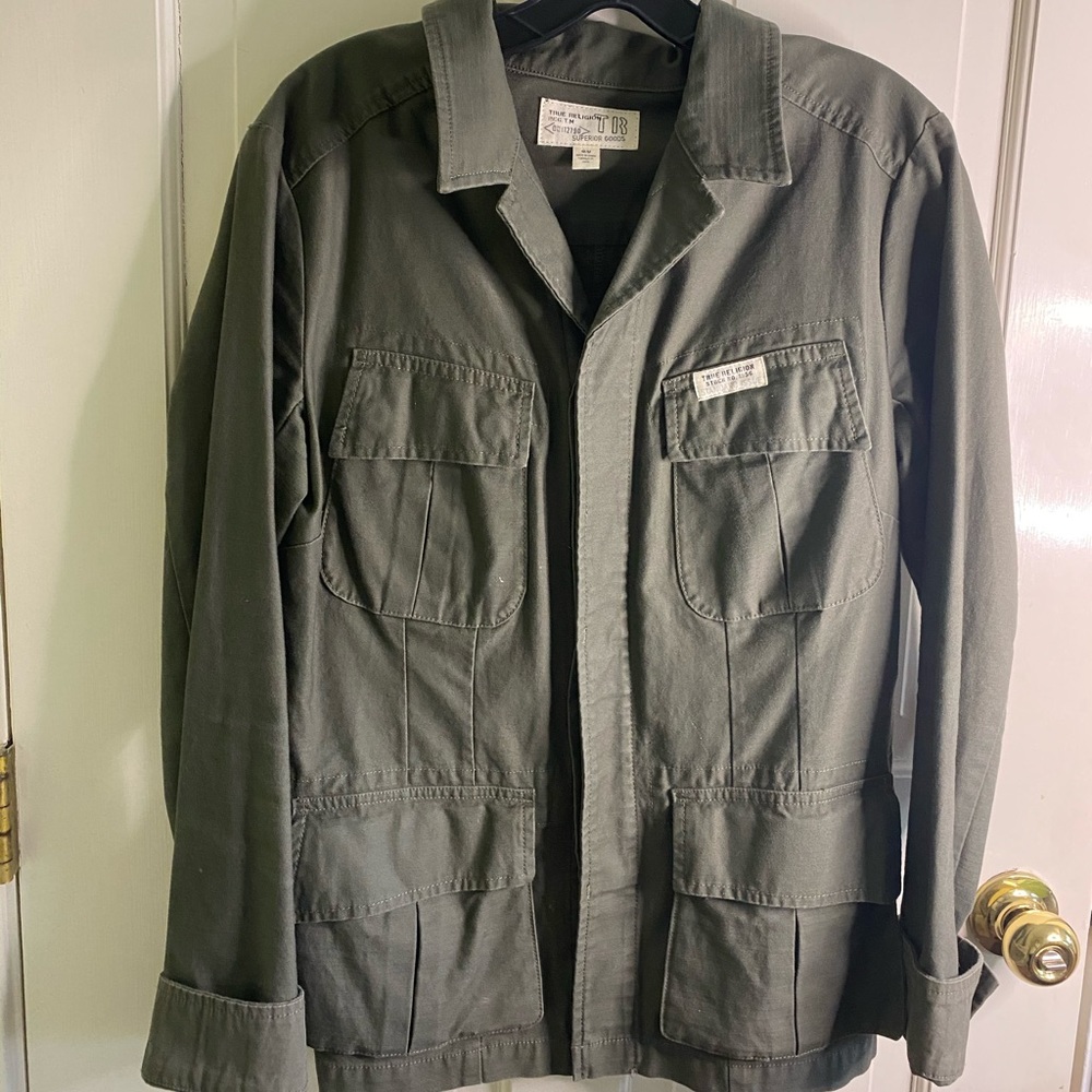 True religion olive green utility jacket